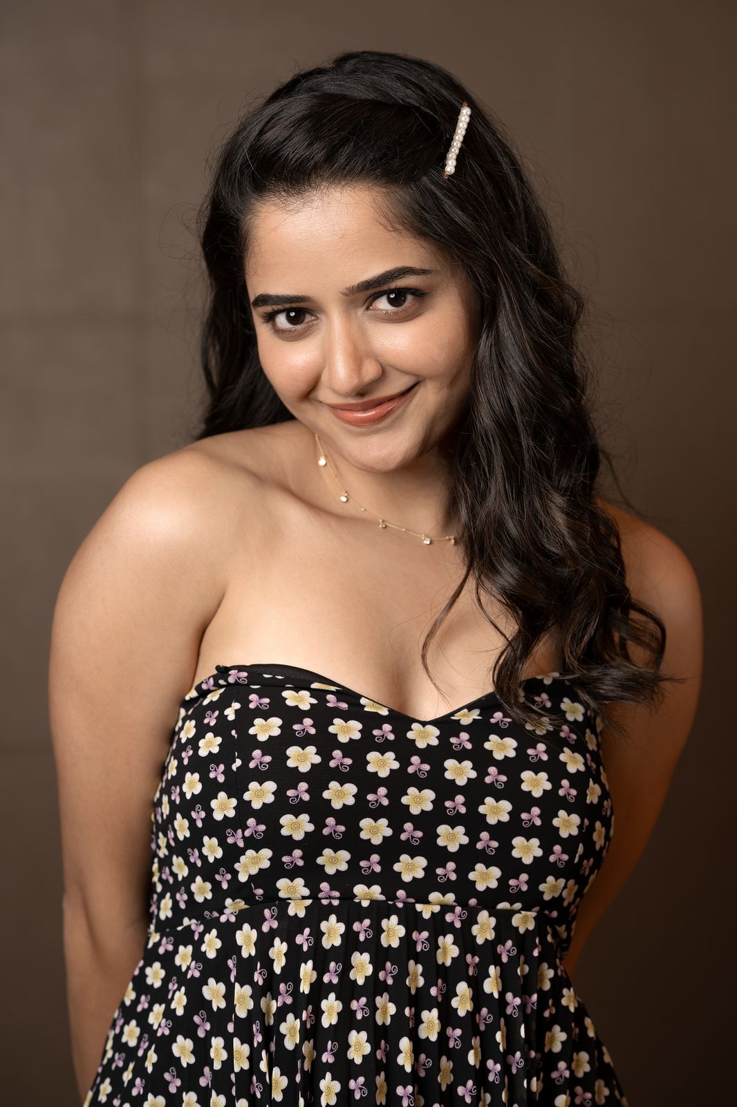 Ashika Ranganath — portrait, floral black