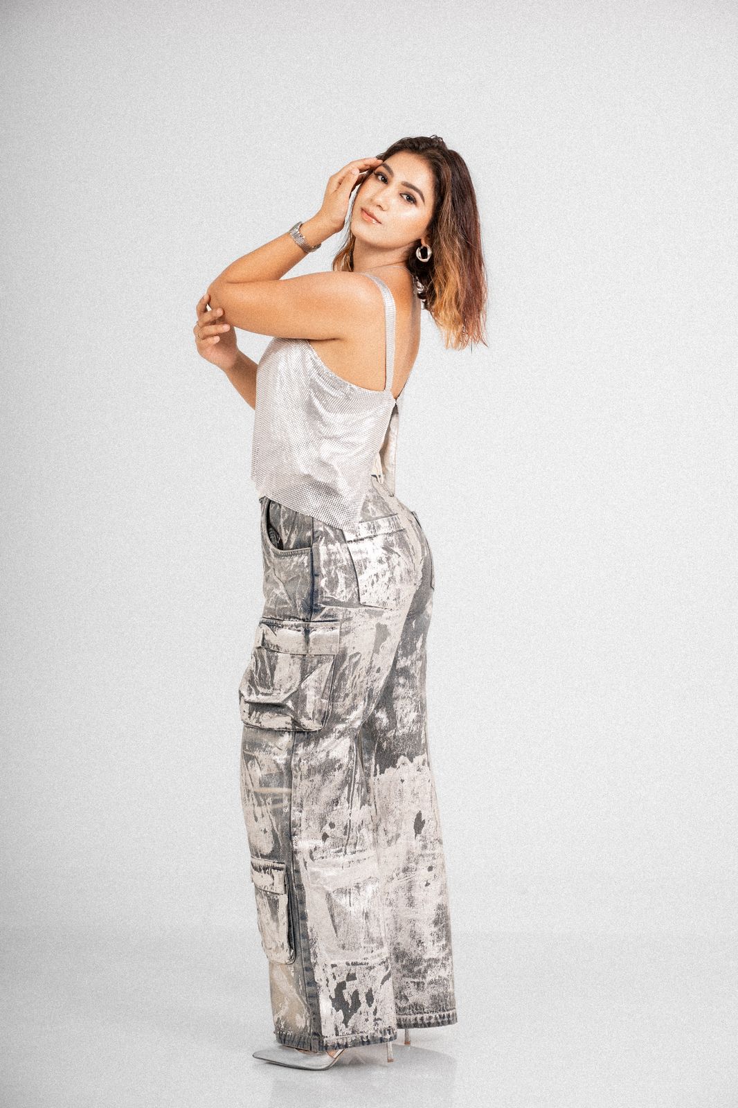 Divya Pandey — silver look, posing