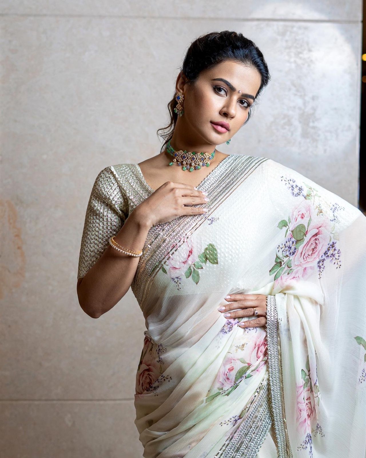 Sharmiela Mandre — floral saree