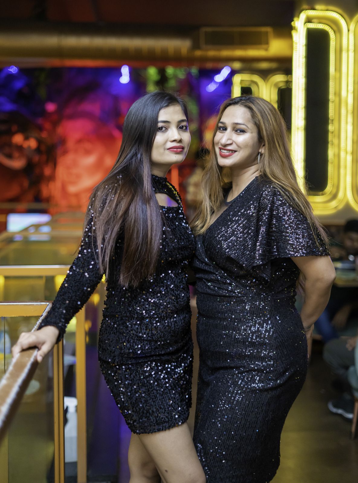 Friday night — sequins at the bar