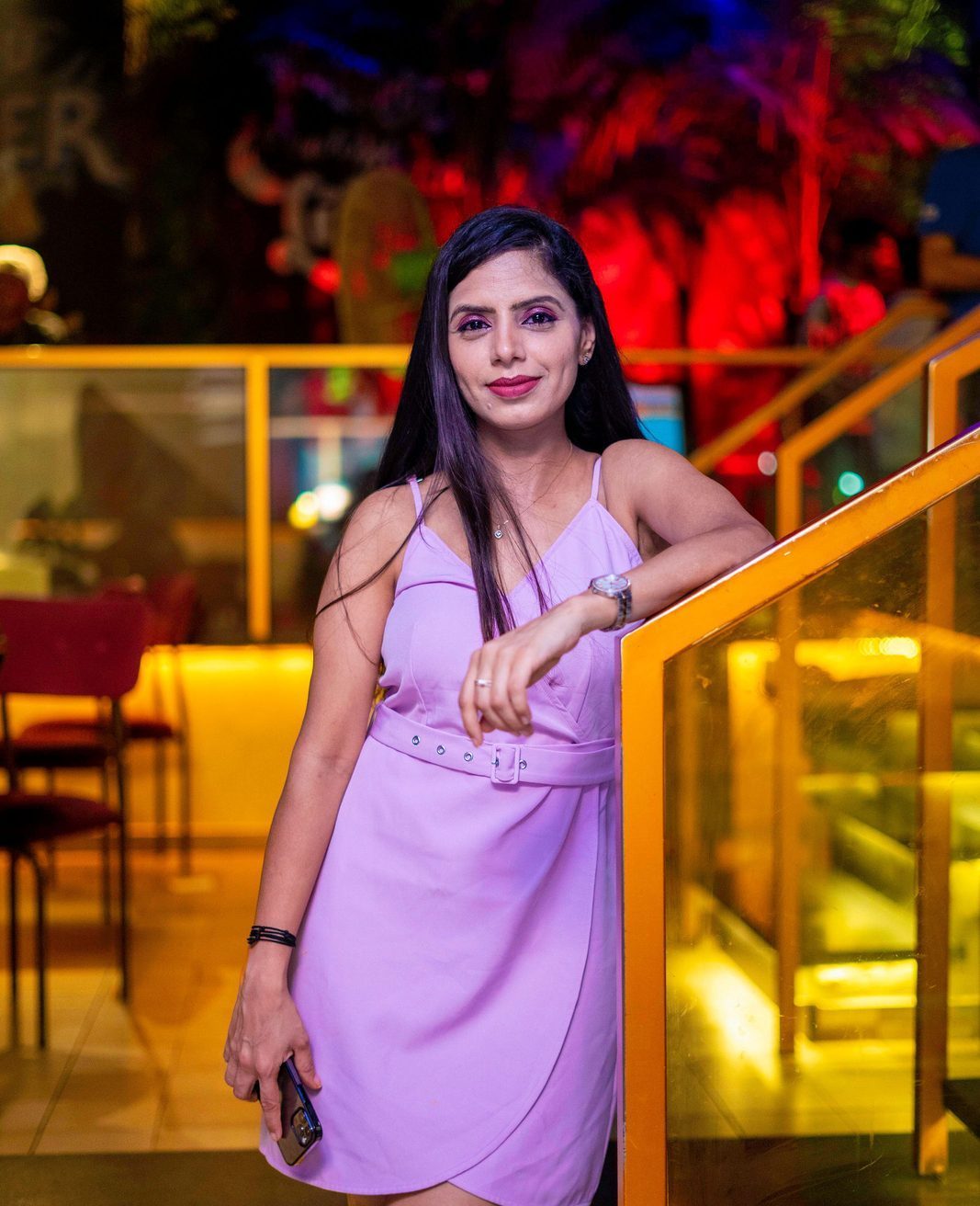 Nightlife frame — lilac, golden hour of the night