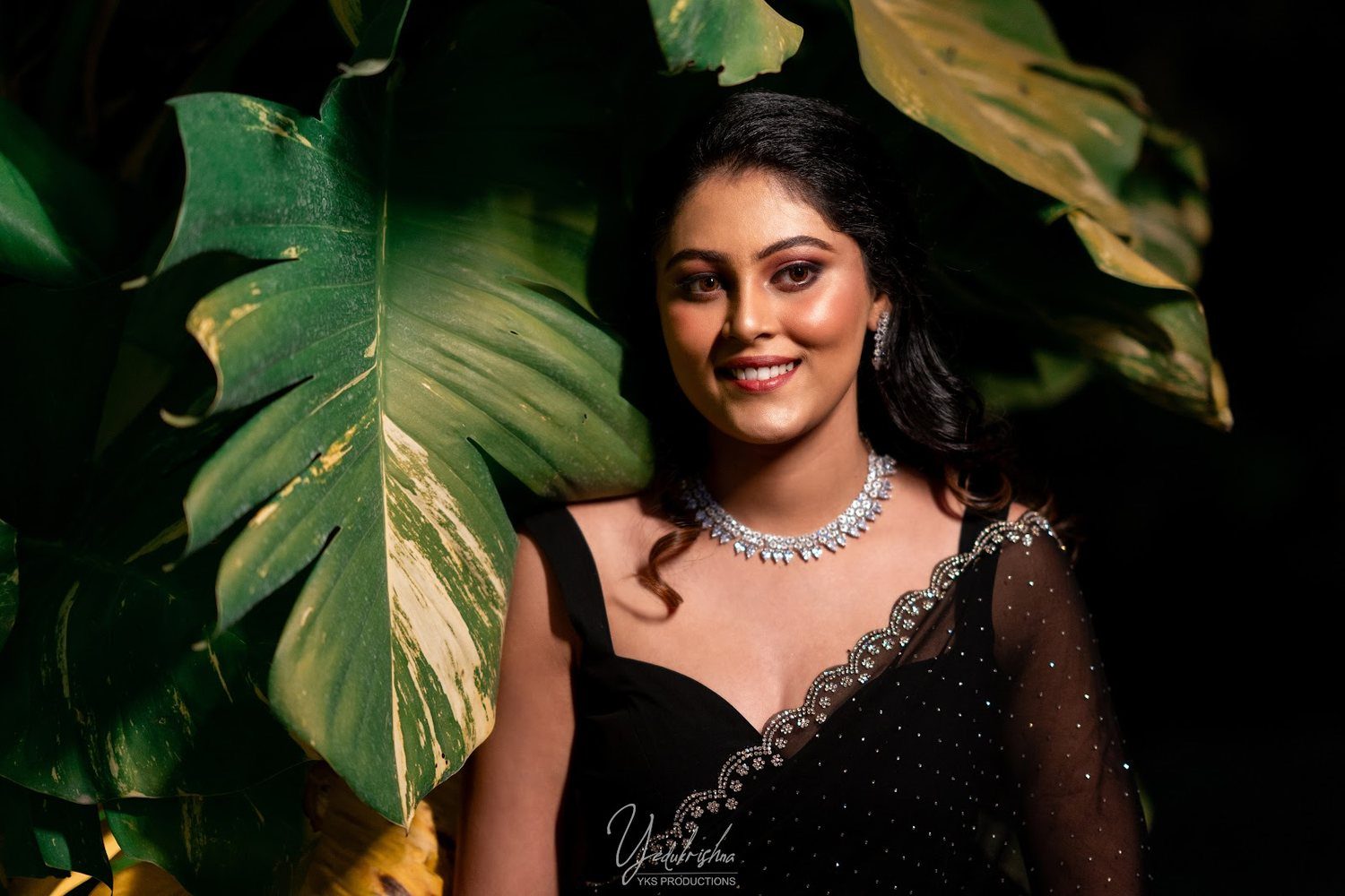 Rithu — bridal portrait, leaf-framed