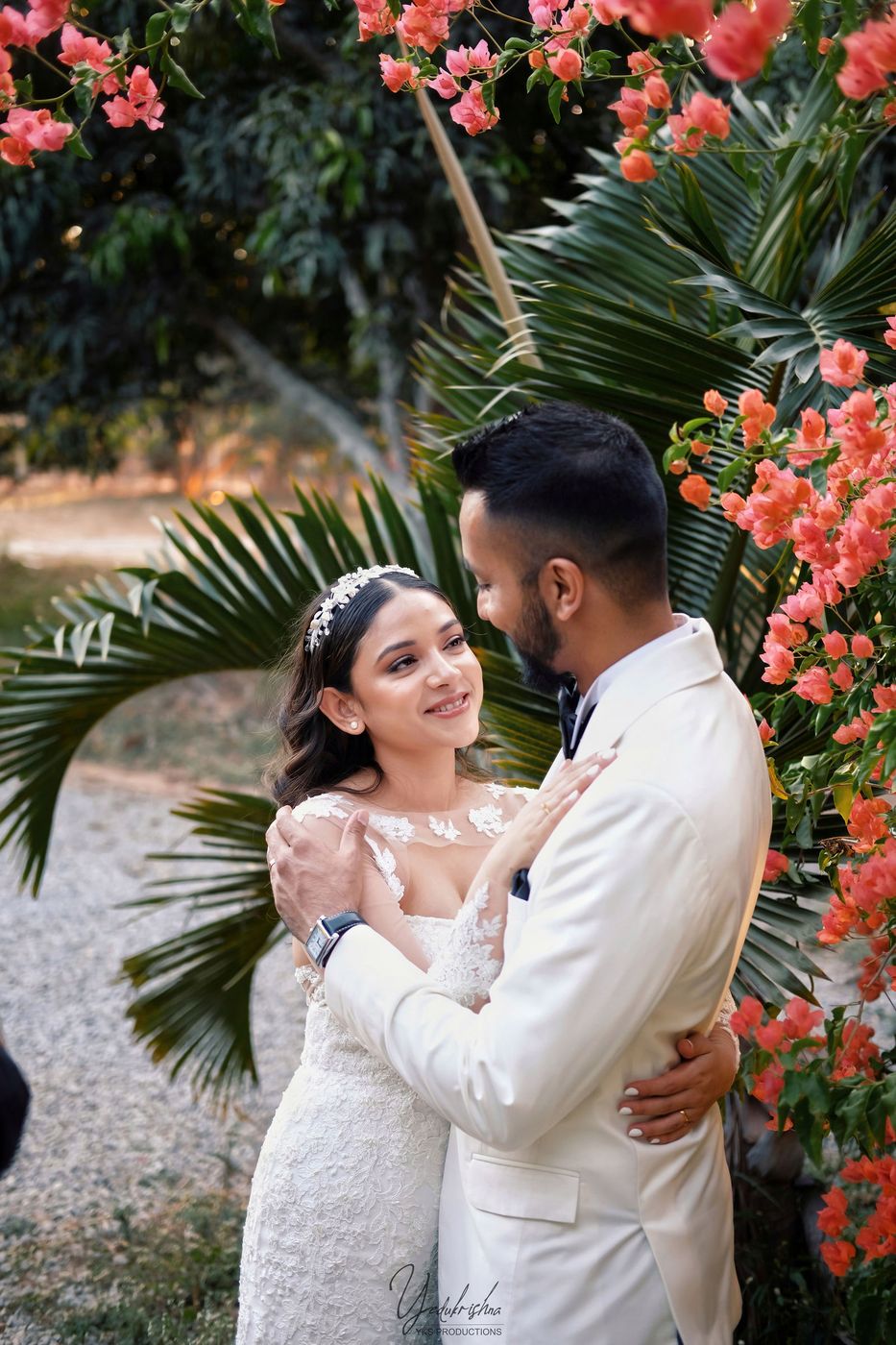Couple under the bougainvillea