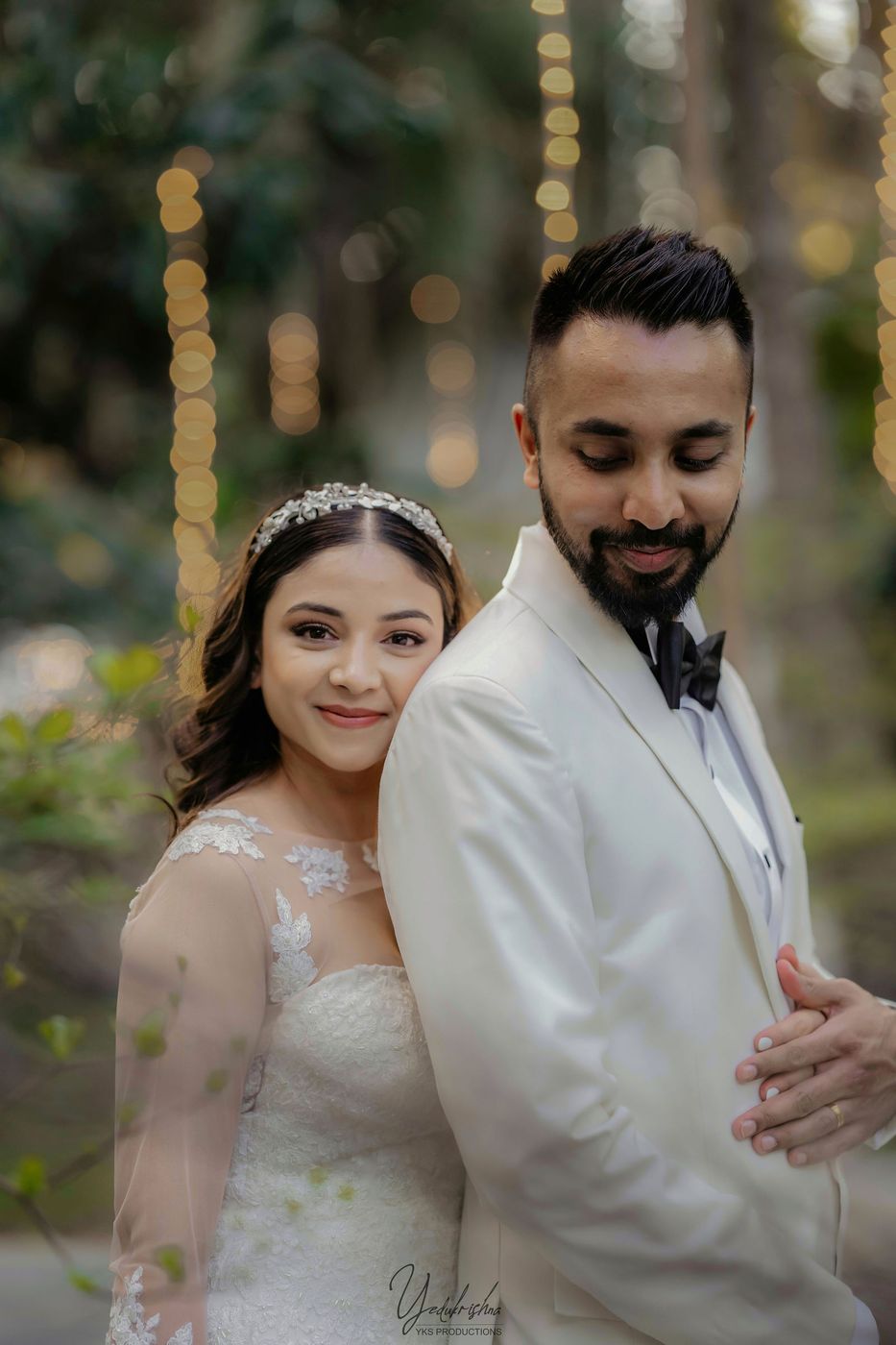 Couple under the fairy lights