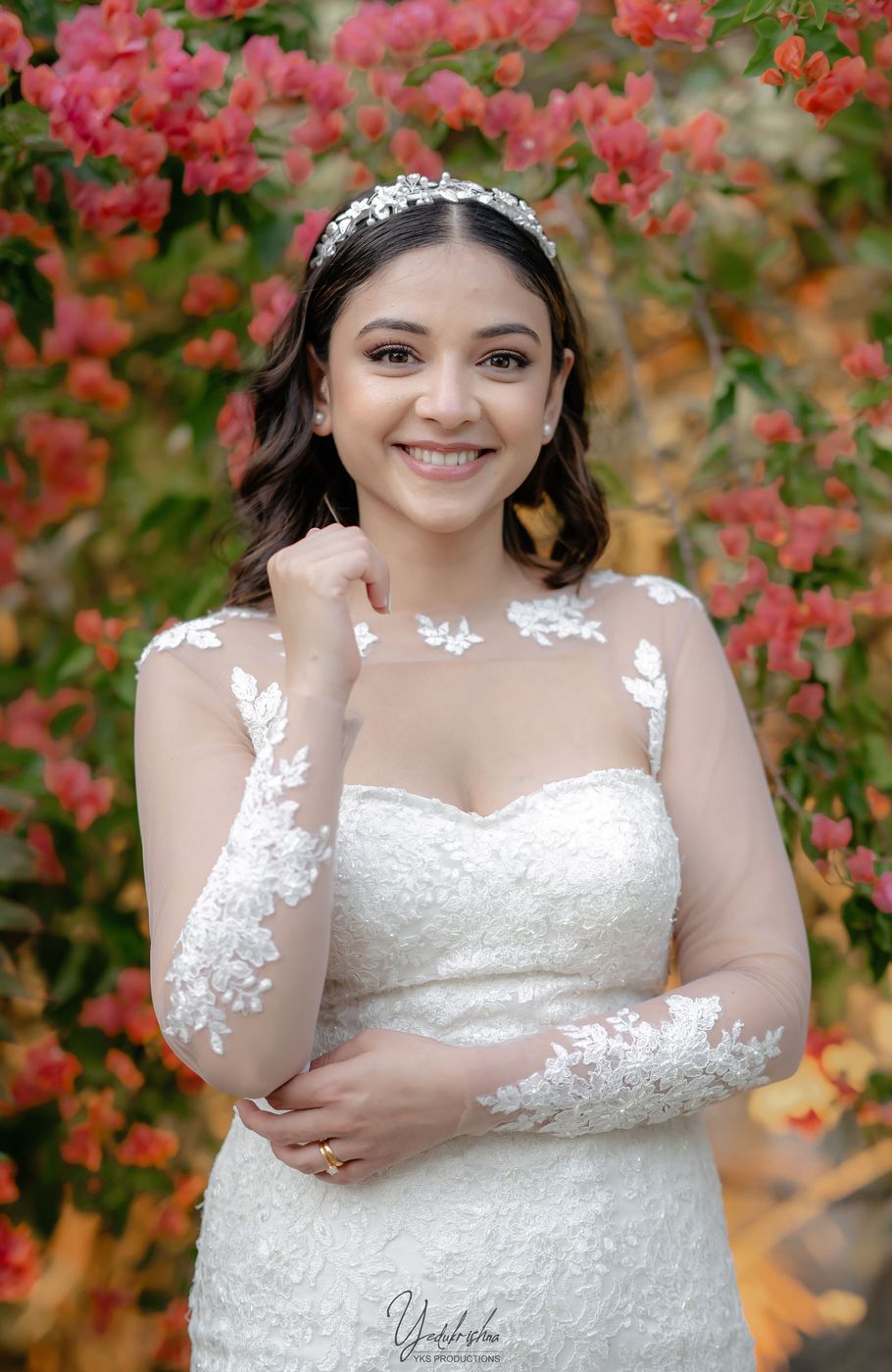 Bridal portrait at the flower arch