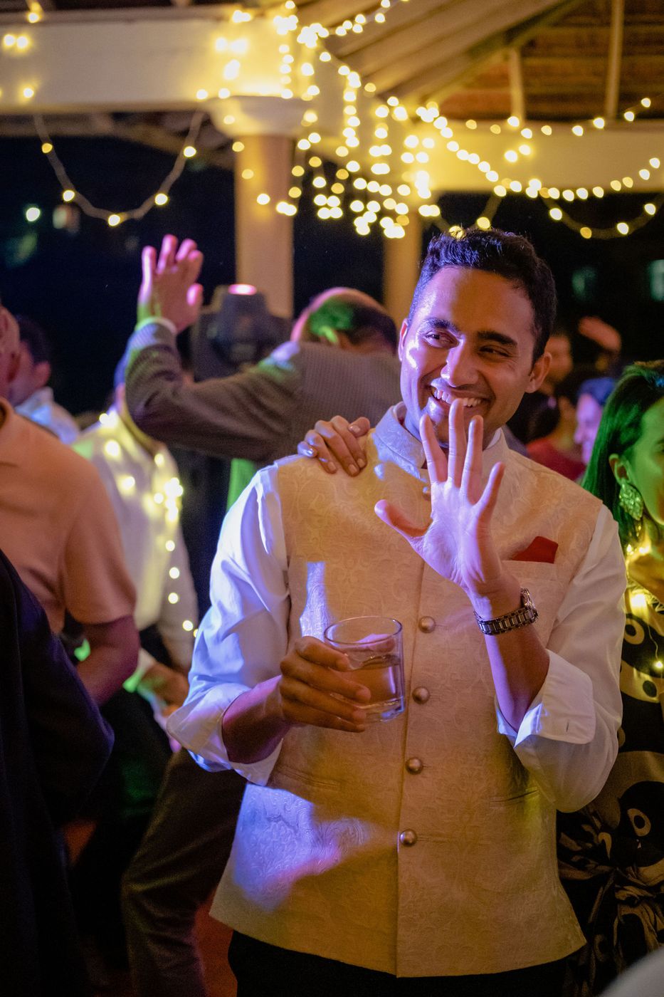 Caught mid-laugh at the party