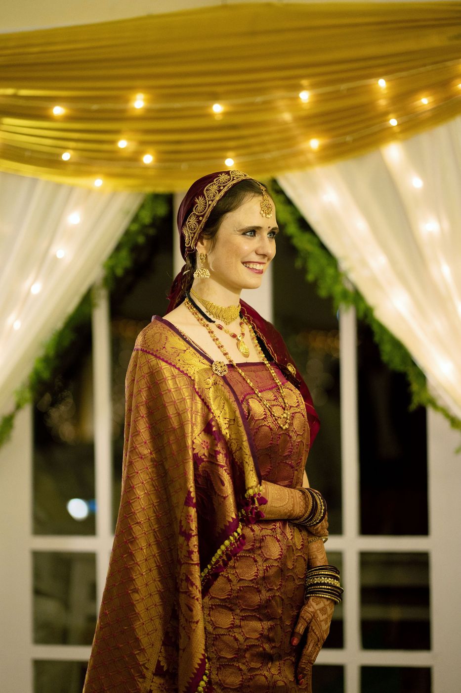 Bride in the golden doorway