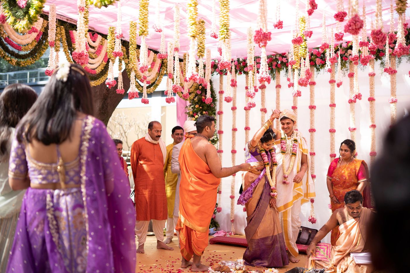 Family gathered at the mandap